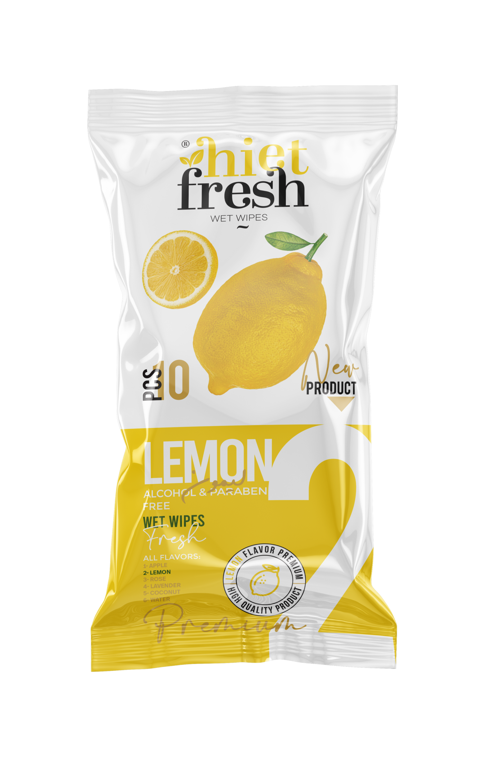 Pocket Wet Wipes (Lemon Scent) - 10 Wipes